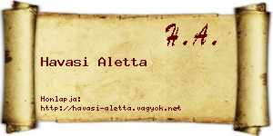 Havasi Aletta névjegykártya
